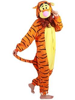 LACOLOCA Tiger Tier Erwachsene Onesie Unisex Einteiler Cosplay Kostüm Pyjama für Männer Frauen Tiger L, tiger, Large von LACOLOCA