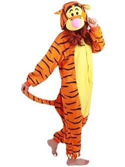 LACOLOCA Tiger Tier Erwachsene Onesie Unisex Einteiler Cosplay Kostüm Pyjama für Männer Frauen Tiger XL, tiger, X-Large von LACOLOCA