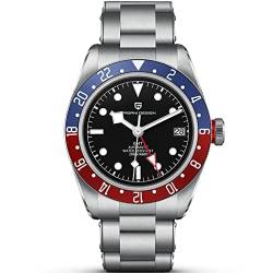 Pagani Design 1706 Herren GMT Automatik Uhren Hommage Black Bay Herren Mechanische Armbanduhren Multi-Time Zone Funktion Wasserdicht 200M Herren Sportuhren (Blau Rot) von LACZ DENTON