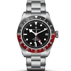 Pagani Design 1706 Herren GMT Automatik Uhren Hommage Black Bay Herren Mechanische Armbanduhren Multi-Time Zone Funktion Wasserdicht 200M Herren Sportuhren (Schwarz Rot) von LACZ DENTON