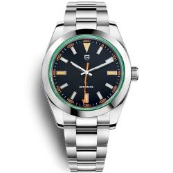 Pagani Design PD1733 Herren Automatik Uhren 40MM Herren Mechanische Armbanduhren Grün Saphirglas AR beschichtet Uhren NH35A Wasserdicht Uhren (Schwarz) von LACZ DENTON