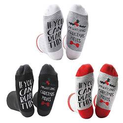 3 Paar Weihnachtssocken mit Aufschrift "If You Can Read This Witzige Unisex-Socken für Liebhaber, Frauen und Männer, Geschenk von LAD