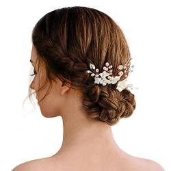 Braut-Haarnadeln – 3 Stück, modisch, Retro, elegant, Perlen-Strass-Haarschmuck für Hochzeit, Brautschmuck, Haarschmuck, Kopfschmuck, Hochzeitszubehör (Gold-B) von LADES