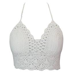 Andy's Share, Damen sexy Ungepolsterte gehäkelte Bralette, Bustier BH Crop Tank Tops (Weiß) Einheitsgröße von LAEMILIA