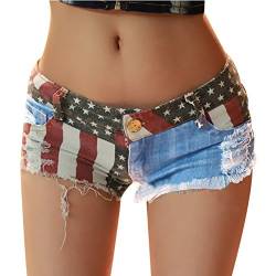 Andy's Share, Hot Sexy Damen American US Fahne Mini Jeans Shorts Pants, Denim Low Waist von LAEMILIA