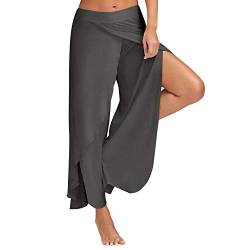 LAEMILIA Damen Harem Hippie mit Schlitz Yogahosen Sport Pumphose Marlene Hose Dunkelgrau 4XL von LAEMILIA