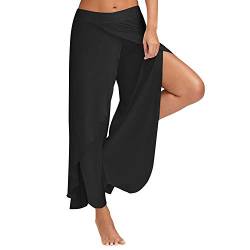 LAEMILIA Damen Harem Hippie mit Schlitz Yogahosen Sport Pumphose Marlene Hose Schwarz L von LAEMILIA