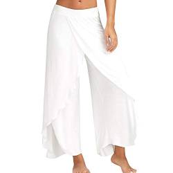 LAEMILIA Damen Harem Hippie mit Schlitz Yogahosen Sport Pumphose Marlene Hose Weiß XL von LAEMILIA