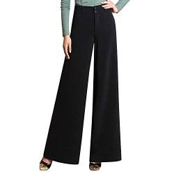 LAEMILIA Damen Hosen Marlenehose Schwarz mit Hohe Bund Einfarbig Stoffhose Elegant Business Anzughosen Classic Partywear von LAEMILIA