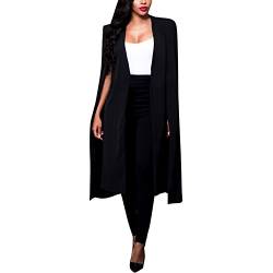 LAEMILIA Damen Jacke Poncho Cape Elegant Lang Geöffnet Knielang Damenmmode Fashion Vintage Umhang Blazer Mantel von LAEMILIA