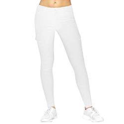 LAEMILIA Damen Jeans Stretch Skinny Hose mit Mittler Taille Einfarbig Jeanshose in Schwarz Weiß Blau Grau Röhrenjeans Gr.36 bis 46 von LAEMILIA