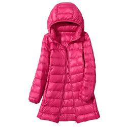 LAEMILIA Damen Steppjacke leicht lang mit abnehmbar Kapuze warm Daunenjacke Reißverschluss Winterjacke Outdoorjacke von LAEMILIA