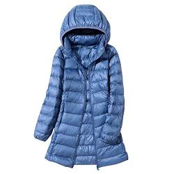 LAEMILIA Damen Steppjacke leicht lang mit abnehmbar Kapuze warm Daunenjacke Reißverschluss Winterjacke Outdoorjacke von LAEMILIA