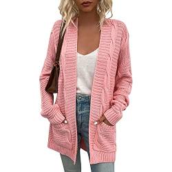 LAEMILIA Damen Strickjacke Langarm einfarbig Strickcardigan mit Tasche Open Front Sweater von LAEMILIA