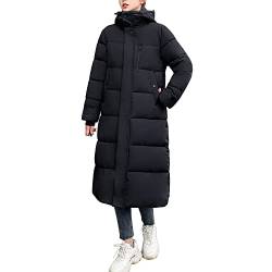 LAEMILIA Damen Winter Jacken Lang Warm Daunenmantel mit Kapuze Verdickt Übergangsjacke Maxi Parka Jacke Langarm Steppjacke Outwear Damenmantel von LAEMILIA