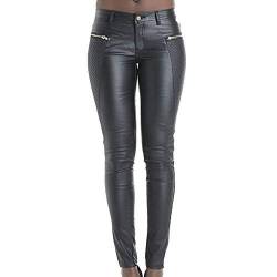 LAEMILIA Leggings Lederleggings Stretch Skinny Low Waist Hose in Leder-Optik Treggins Smooth Strumpfhose Lederoptik Slim Schwarz (EU40, Schwarz) von LAEMILIA