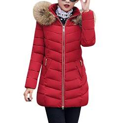 LAEMILIA Steppjacke Damen Winter Jacken Wintermantel mit abnehmbarer Kunstpelz Kapuze Slim Daunenjacke Langarm Mantel von LAEMILIA