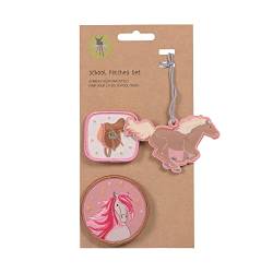 LÄSSIG Anhänger und Patches Set (3 STK.) mit Druckknopf/School Patches Set Horse pink von LÄSSIG