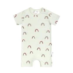 LÄSSIG Baby Jumpsuit Einteiler Overall kurz aus Bio-Baumwolle GOTS zertifiziert/Playsuit Rainbow mint, Größe 62/68, Alter 3-6 Monate von LÄSSIG