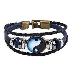 LAFATINA Yin Yang Armbander Geflochtenes Gewebtes Surfer Manschettenseil Armband für Herren Damen, 20,3 cm von LAFATINA