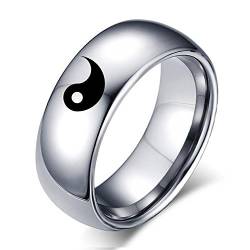 LAFATINA Yin und Yang Design Herren Damen Hochzeit Ring Chinesisch Schwarz Silber Tai Chi Balance Passende Engagement Ring von LAFATINA