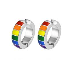 LGBT Pride Creolen Clip On Ohrringe Set Herren Damen Edelstahl Unisex Ohrclips Ohrstecker von LAFATINA