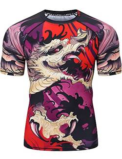 LAFROI Herren Kurzarm Kompressionsshirt UPF 50+ Rash Guard-CLY08D (Blood Moon,LG) von LAFROI