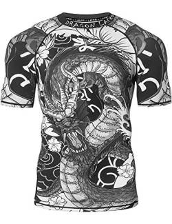 LAFROI Herren Kurzarm Kompressionsshirt UPF 50+ Rash Guard-CLY08D (Dragon,XL) von LAFROI