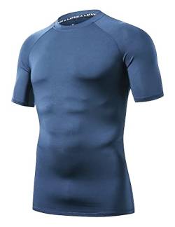 LAFROI Herren Kurzarm Kompressionsshirt UPF 50+ Rash Guard-CLY08D (Grayish Blue,LG) von LAFROI