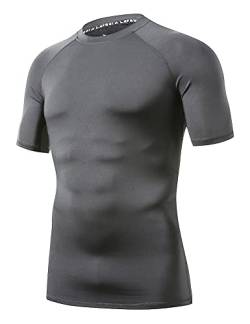 LAFROI Herren Kurzarm Kompressionsshirt UPF 50+ Rash Guard-CLY08D (Grey,MD) von LAFROI