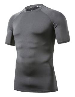 LAFROI Herren Kurzarm Kompressionsshirt UPF 50+ Rash Guard-CLY08D (Grey,SM) von LAFROI