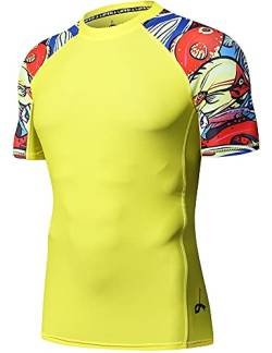 LAFROI Herren Kurzarm UPF 50+ Kompressionsshirt Rash Guard-CLY02D (Pops, LG) von LAFROI