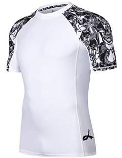 LAFROI Herren Kurzarm UPF 50+ Kompressionsshirt Rash Guard-CLY02D (Skull,XXXL) von LAFROI