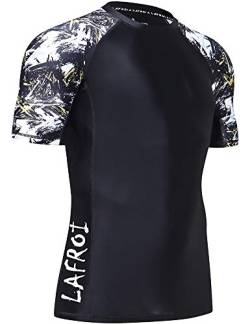 LAFROI Herren Kurzarm UPF 50+ Kompressionsshirt Rash Guard-CLY02D (Swipes,MD) von LAFROI