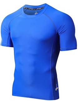 LAFROI Herren Kurzarm UPF 50+ Kompressionsshirt Rash Guard-CLY02D (Sym Blue,SM) von LAFROI