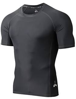 LAFROI Herren Kurzarm UPF 50+ Kompressionsshirt Rash Guard-CLY02D (Sym Dark Grey,SM) von LAFROI