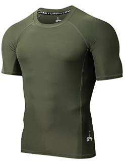 LAFROI Herren Kurzarm UPF 50+ Kompressionsshirt Rash Guard-CLY02D (Sym Olive,XXXL) von LAFROI