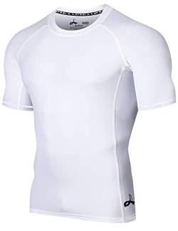 LAFROI Herren Kurzarm UPF 50+ Kompressionsshirt Rash Guard-CLY02D (Sym White,LG) von LAFROI