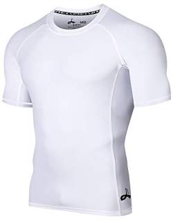 LAFROI Herren Kurzarm UPF 50+ Kompressionsshirt Rash Guard-CLY02D (Sym White,XXXL) von LAFROI