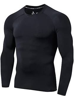 LAFROI Herren Langarm UPF 50+ Kompressionsshirt Rash Guard-CLY08C (Black,XXL) von LAFROI