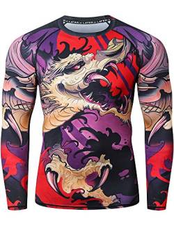 LAFROI Herren Langarm UPF 50+ Kompressionsshirt Rash Guard-CLY08C (Blood Moon,XL) von LAFROI