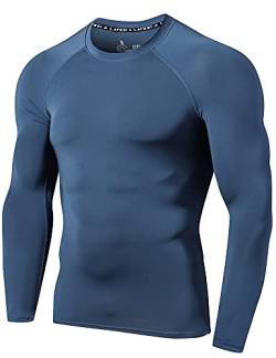 LAFROI Herren Langarm UPF 50+ Kompressionsshirt Rash Guard-CLY08C (Grayish Blue,SM) von LAFROI