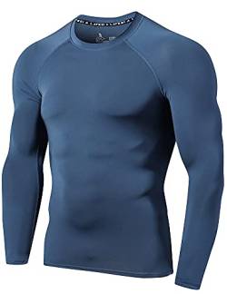LAFROI Herren Langarm UPF 50+ Kompressionsshirt Rash Guard-CLY08C (Grayish Blue,XL) von LAFROI