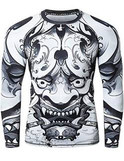 LAFROI Herren Langarm UPF 50+ Kompressionsshirt Rash Guard-CLY08C (Hannya,XXXL) von LAFROI