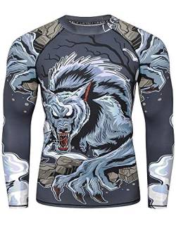 LAFROI Herren Langarm UPF 50+ Kompressionsshirt Rash Guard-CLY08C (Werewolf,XXXL) von LAFROI