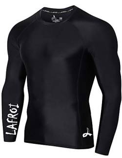 LAFROI Herren Langarm UPF 50+ Kompressionsshirt Rash Guard-CLYYB (Asymmetric Black,MD) von LAFROI