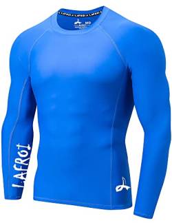 LAFROI Herren Langarm UPF 50+ Kompressionsshirt Rash Guard-CLYYB (Asymmetric Blue,LG) von LAFROI