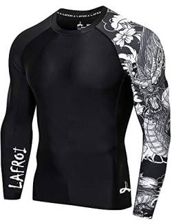 LAFROI Herren Langarm UPF 50+ Kompressionsshirt Rash Guard-CLYYB (Asymmetric Dragon,SM) von LAFROI