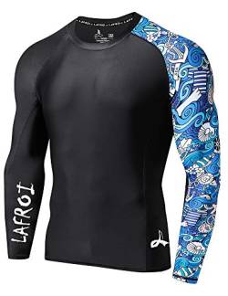 LAFROI Herren Langarm UPF 50+ Kompressionsshirt Rash Guard-CLYYB (Asymmetric Fantasy,MD) von LAFROI