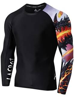 LAFROI Herren Langarm UPF 50+ Kompressionsshirt Rash Guard-CLYYB (Asymmetric Melted Wings,LG) von LAFROI